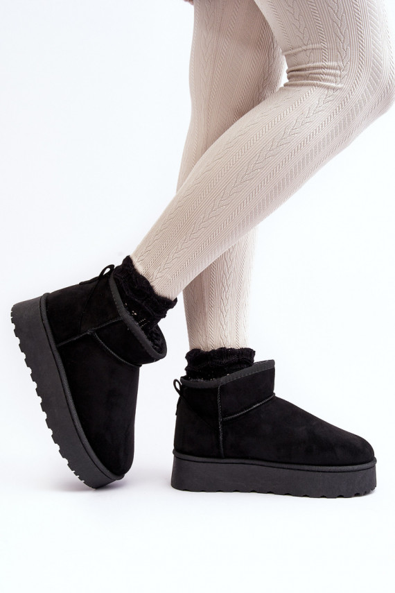 Women's Snow Boots On Platform Lined With Fur Black Xamella