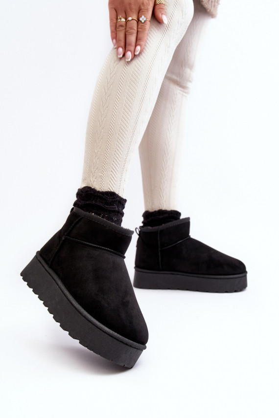 Women's Snow Boots On Platform Lined With Fur Black Xamella