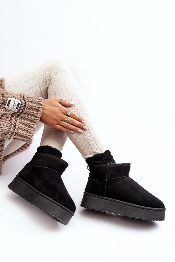Women's Snow Boots On Platform Lined With Fur Black Xamella