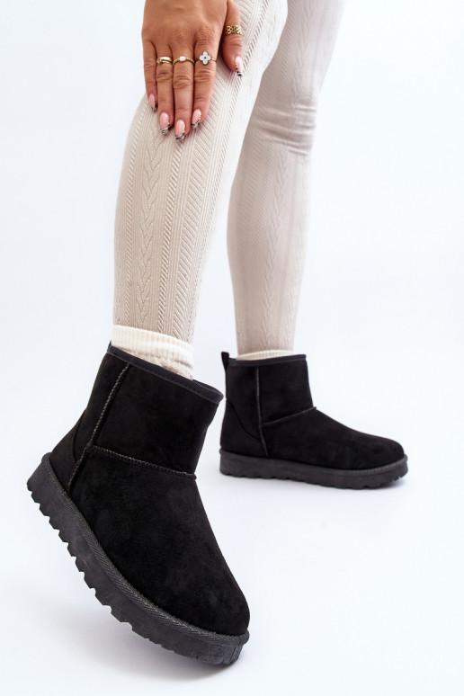 Women's Black Faux Suede Winter Boots Enranta