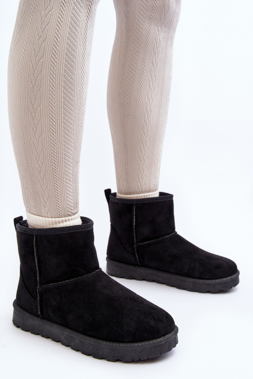 Women's Black Faux Suede Winter Boots Enranta