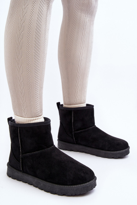 Women's Black Faux Suede Winter Boots Enranta