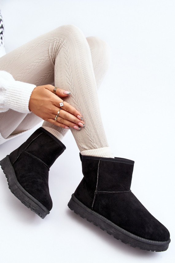 Women's Black Faux Suede Winter Boots Enranta