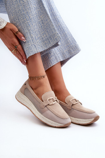 Women's Suede Moccasins D&A Beige 2