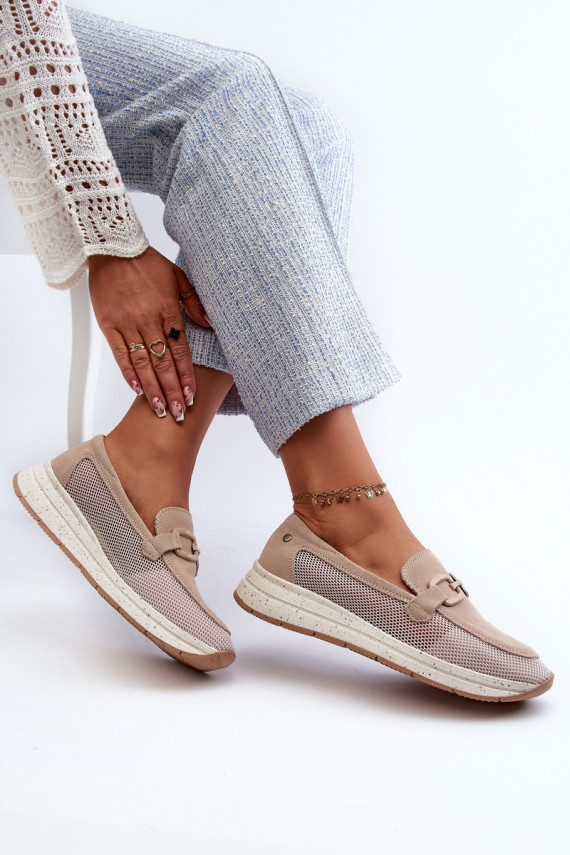 Women's Suede Moccasins D&A Beige