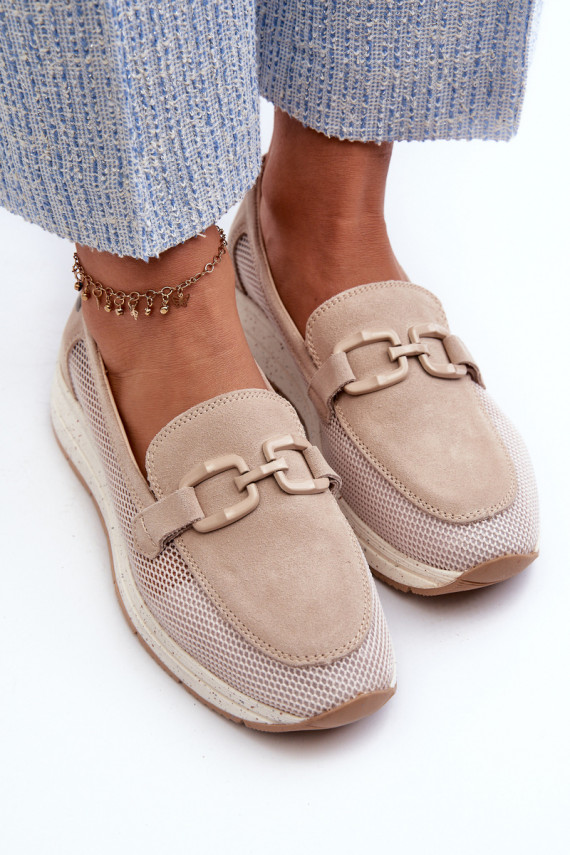 Women's Suede Moccasins D&A Beige