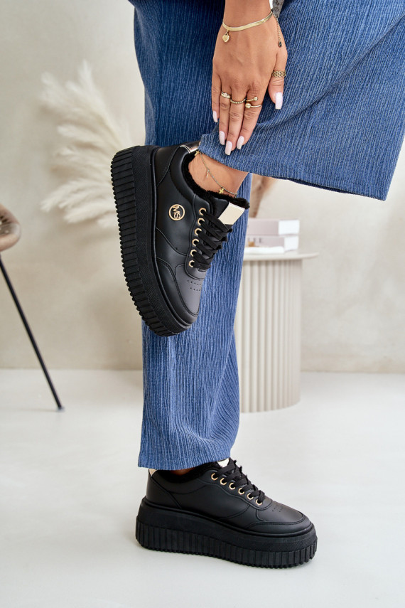 Sneakers Women Sports Shoes Insulated On Massive Sole Black Ardiela