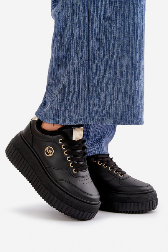 Sneakers Women Sports Shoes Insulated On Massive Sole Black Ardiela