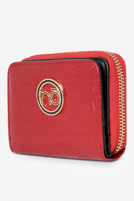 Women's Wallet Made of Natural Leather Animal Print Small Nobo NPUR-LR0020-C005 Red