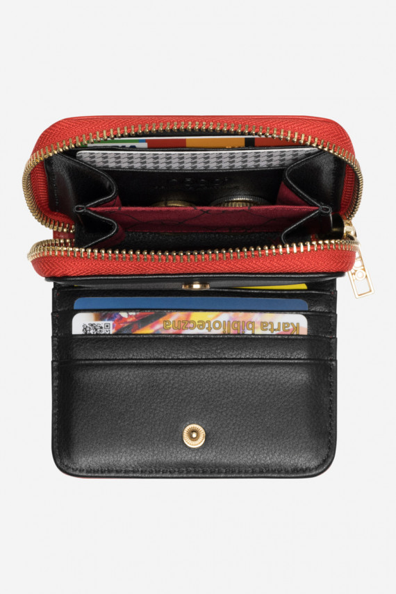 Women's Wallet Made of Natural Leather Animal Print Small Nobo NPUR-LR0020-C005 Red