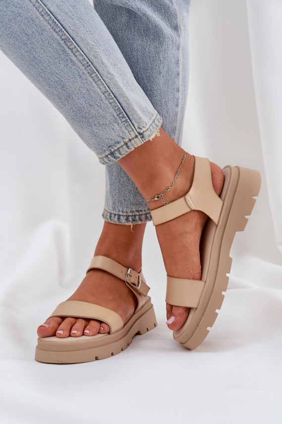 Women's Platform Sandals Beige Evaretha