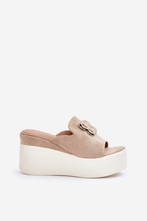 Platform And Wedge Sandals With Decoration Beige Tanonea Platform And Wedge Sandals With Decoration Beige Tanonea