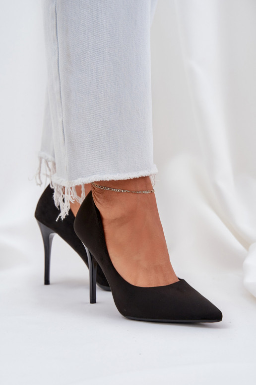 Classic Stiletto Heels From Eco Suede Black Navinda Classic Stiletto Heels From Eco Suede Black Navinda