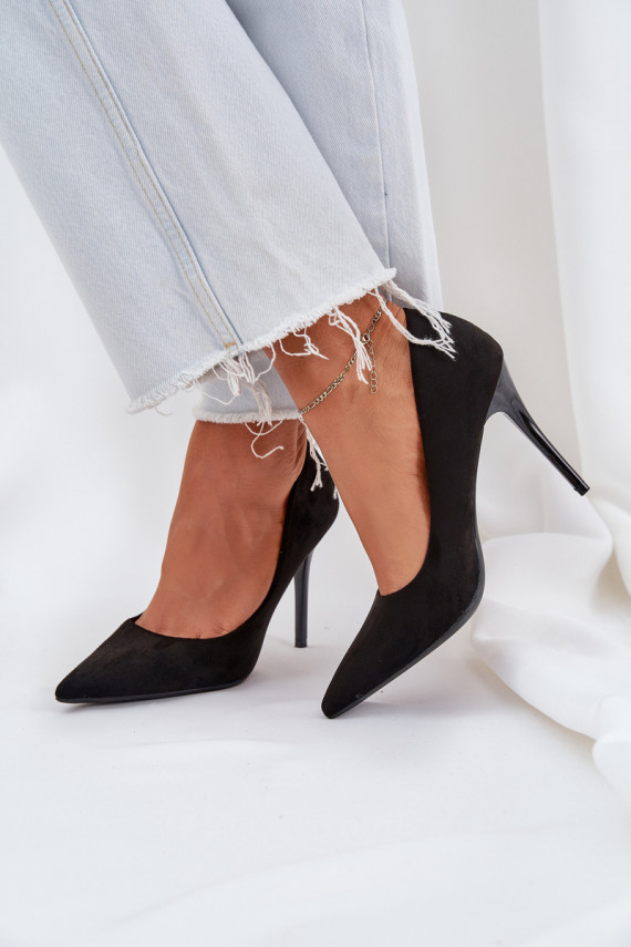 Classic Stiletto Heels From Eco Suede Black Navinda