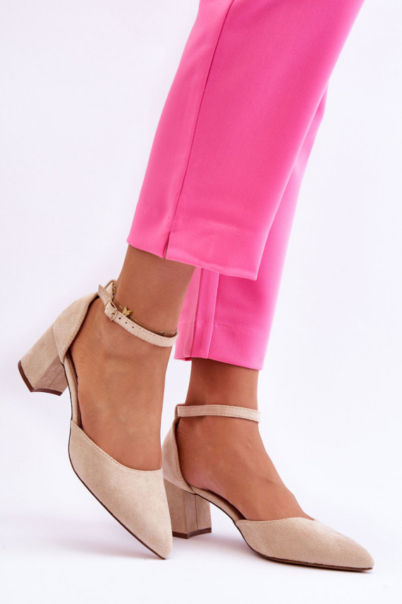 Suede Heel Pumps Beige Promise
