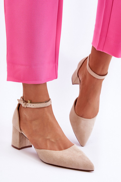 Suede Heel Pumps Beige Promise Suede Heel Pumps Beige Promise