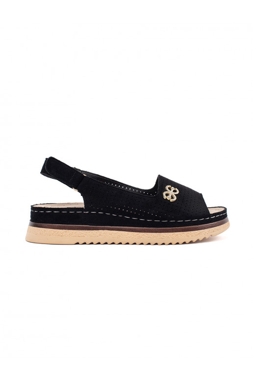 with elements of openwork miękkie sandals black
