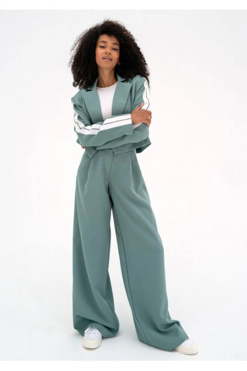 Cora - Blue wide pants with...