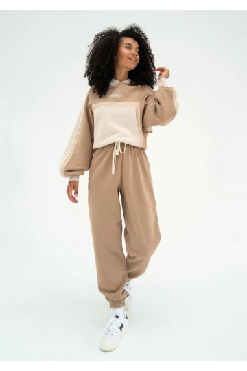 Fame - Tricolor hoodie Beige