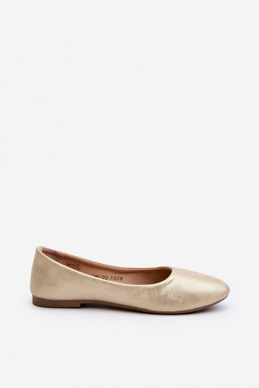 Classic Leather Gold Ballerina Flats Stacee