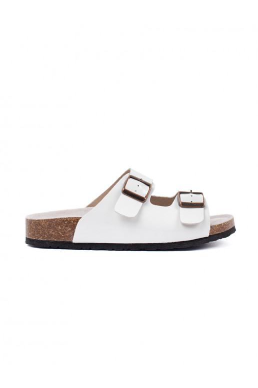 White color slippers  on a flat sole
