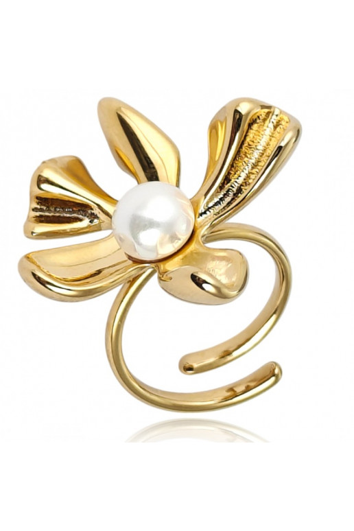 gold color-plated stainless steel ring regulowany PST937