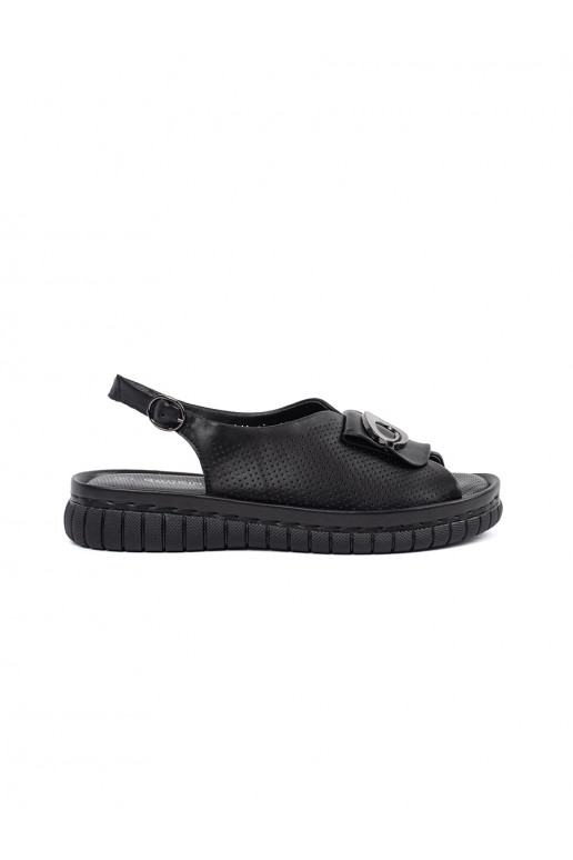 Leather elegant black sandals