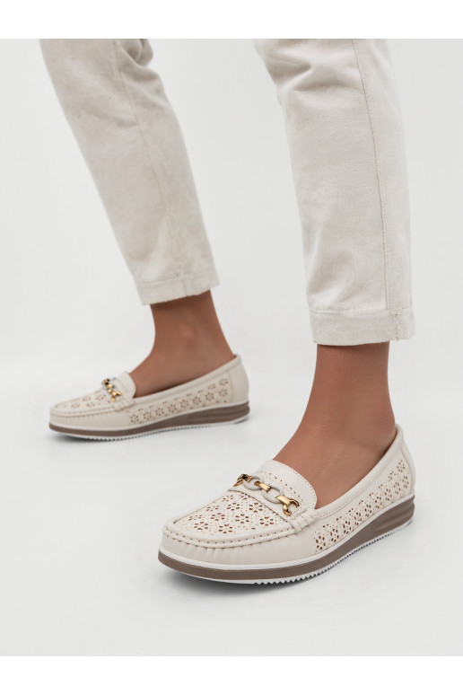 Womens Moccasins LENA WHITE Openwork Elegancja i Komfort na Co Dzień