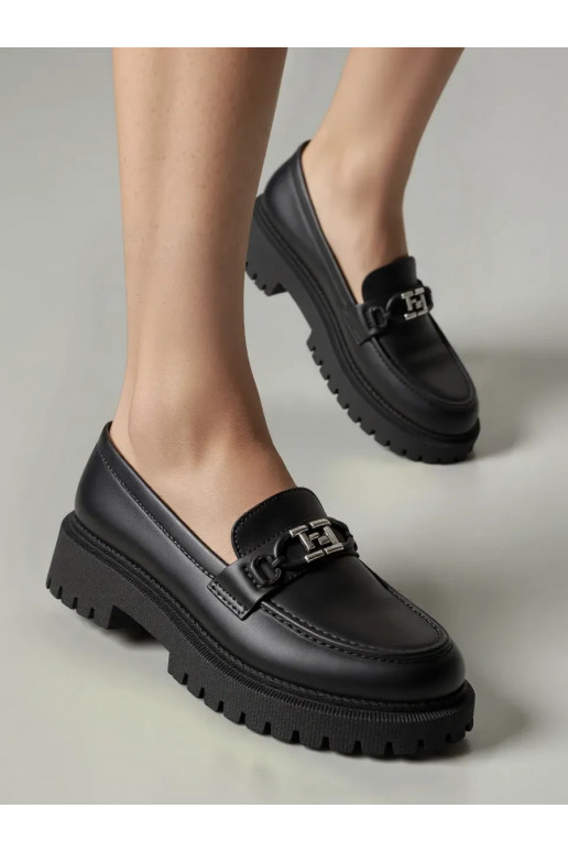 Womens Moccasins ALEXA BLACK Nowoczesny Charakter z Eleganckim Detalem
