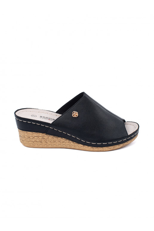 black slippers  on a wedge womens