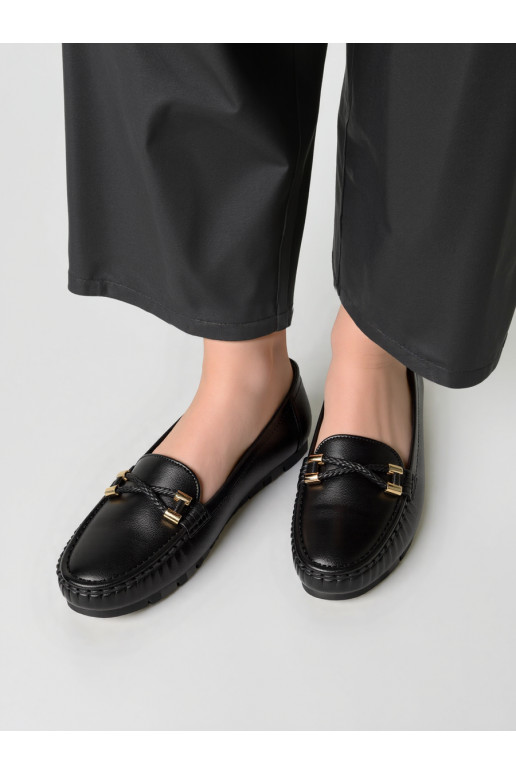 Womens Moccasins AMELIA BLACK Subtelna Elegancja i Codzienny Komfort