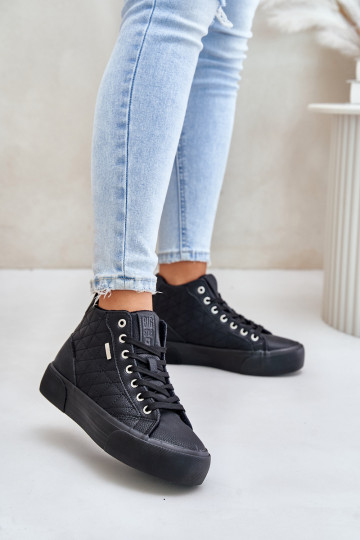 Warm Women's Sneakers With Stitching Big Star OO274A480 Black 2