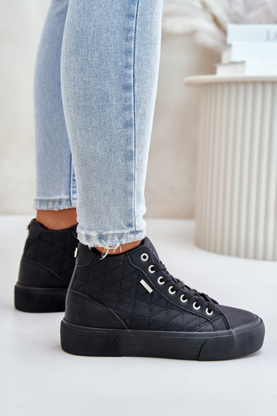 Warm Women's Sneakers With Stitching Big Star OO274A480 Black