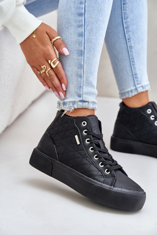 Warm Women's Sneakers With Stitching Big Star OO274A480 Black Warm Women's Sneakers With Stitching Big Star OO274A480 Black