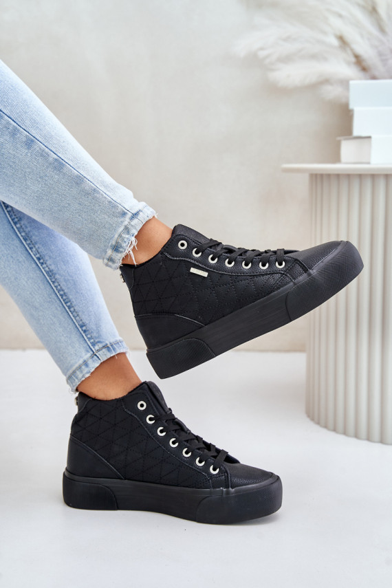 Warm Women's Sneakers With Stitching Big Star OO274A480 Black