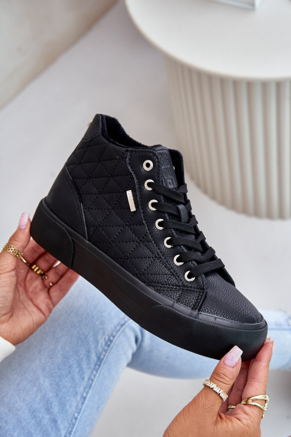 Warm Women's Sneakers With Stitching Big Star OO274A480 Black