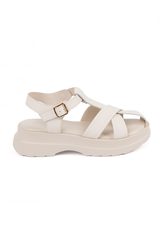 ivory sandals on a thick sole