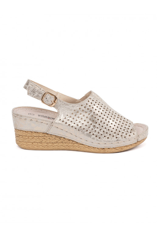 sandals beige on a wedge