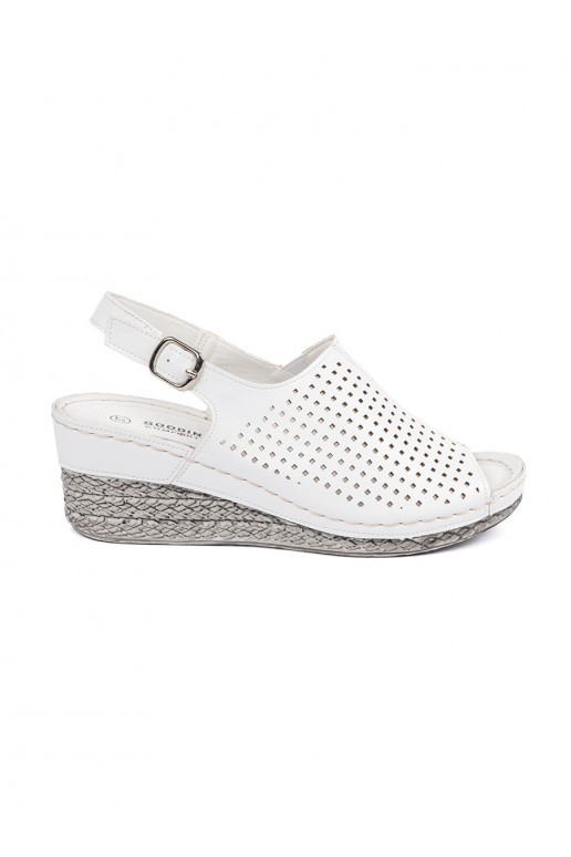 sandals white color on a wedge