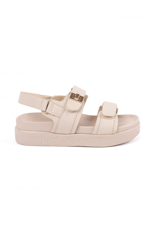 beige elegant sandals with platform
