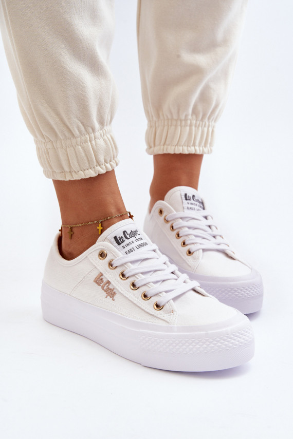 White Women's Platform Sneakers Lee Cooper LCW-24-31-2725