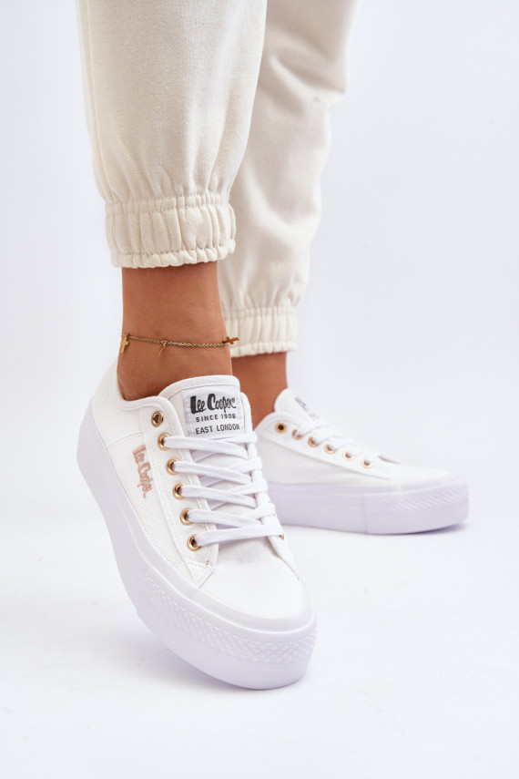 White Women's Platform Sneakers Lee Cooper LCW-24-31-2725
