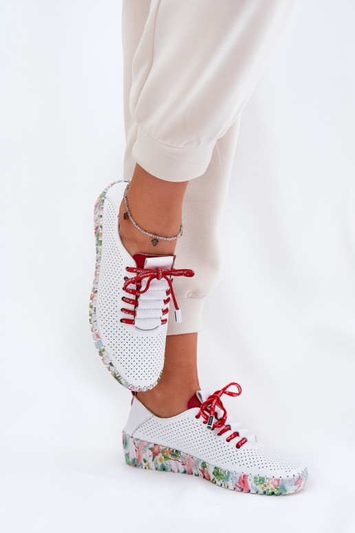 Ladies Leather Wedge Shoes Artiker 56C1799 White-Silver