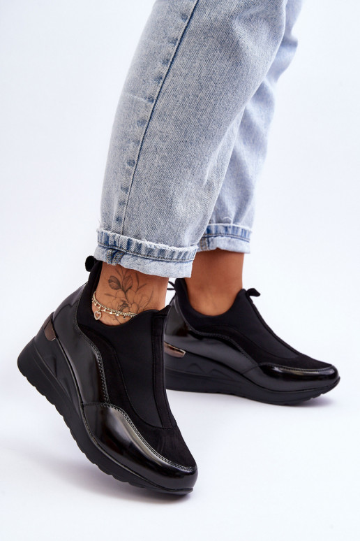 Women's Slip-On Wedge Sneakers Black Farro