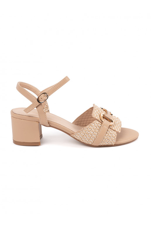 beige sandals womens na średnim słupku