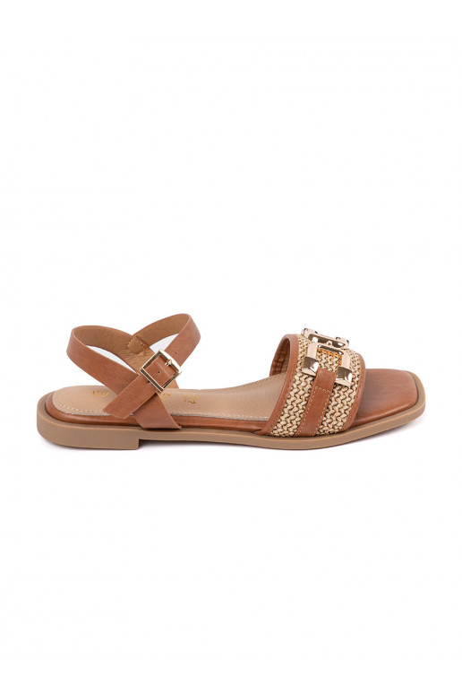 Brown color sandals ze skórzaną wkładką