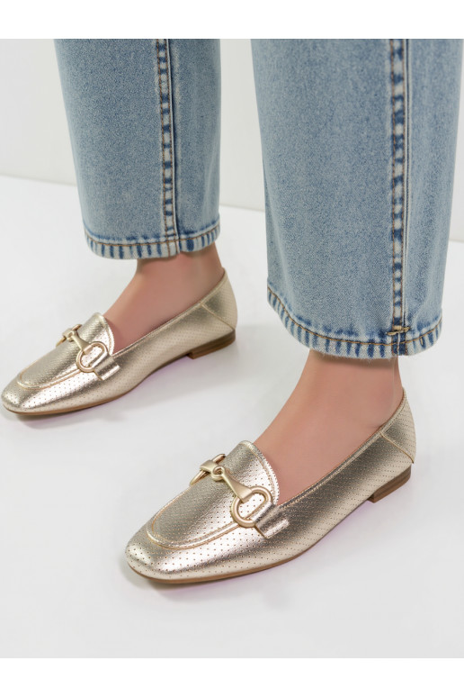 Womens Moccasins LIVIA GOLD Błysk Elegancji i Lekka Forma
