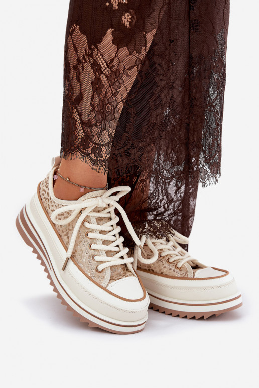Womens Sneakers On Massive Platform S.Barski BF51-101 Beige