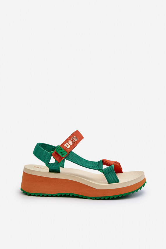 Women's Platform and Wedge Sandals Big Star NN274A053 Green-Orange