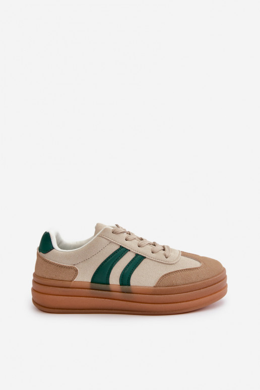 Women's Platform Sneakers in Beige-Green Nesonice